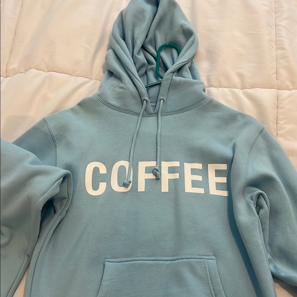 Blue Hoodie with 'COFFEE' Print - Picture 2 of 5